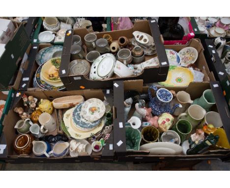 Five boxes of assorted ceramics including: Midwinter Stylecraft; Carltonware; Hummel figures (af), etc. (five boxes)