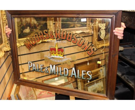 Moors & Robsons advertising brewery mirror, Pale and Mild Ales, framed