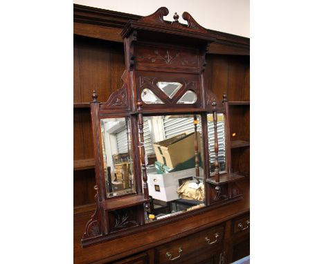A late Victorian mahogany overmantle mirror