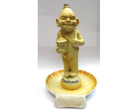 A Royal Staffordshire Pottery (Wilkinson) novelty 'Chairman' bar match striker and ashtray combined, circa 1930's, modelled a