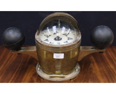 A Henry Brown & Sons Ltd 'Sestrel' brass ship's compass, model No 10043/W, height 24 cm