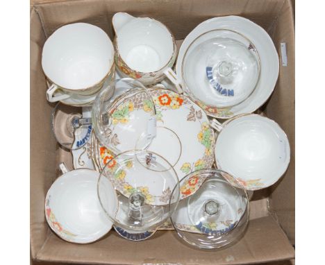 A mixed lot containing four Babycham glasses and afternoon tea service, Fenton 1930s 