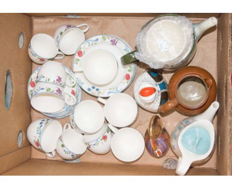 Collection of Royal Doulton jug/tea pot, Midwinter coffee pot, along with stone ware jug, Poole Pottery Cranbourne set with t