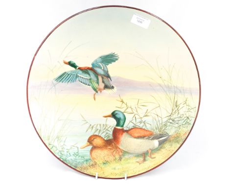A Worcester Royal porcelain charger, hand painted Ducks scene 