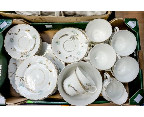 A Victorian hand painted part teaset, comprising cups, saucers, side plates, jug, bowl, etc 