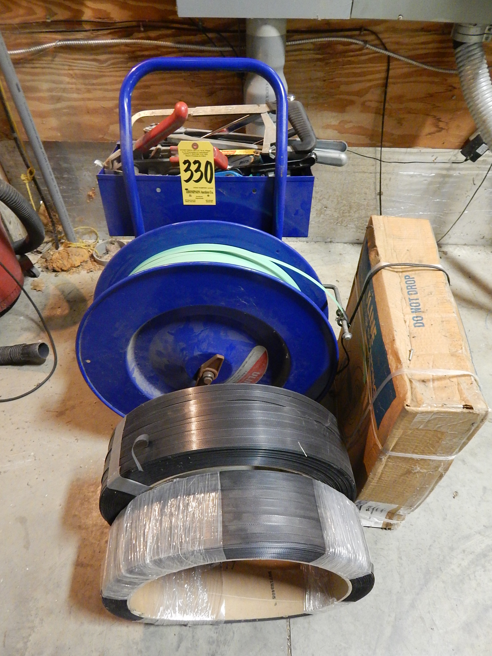 Uline Banding Cart with Tools and Plastic Banding