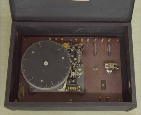 Large National Time Recorder bell ringing programmer, within a hinged black metal crackled case, 4.5" wide overall