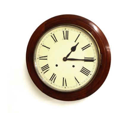 Mahogany two train 12" wall dial clock, possibly by Smith of Enfield, the movement striking on a gong, within a brass bezel a