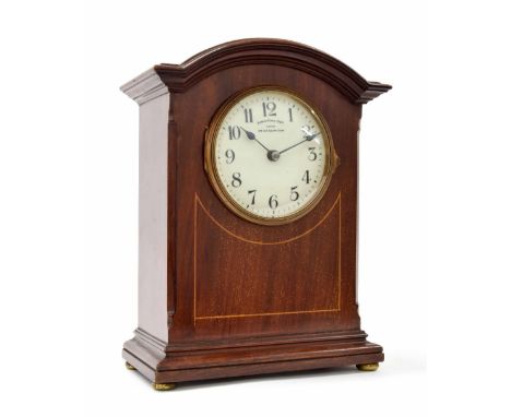 Eureka electric mahogany mantel clock, the 4.5" cream dial signed Eureka Clock Co Limited, London, 1000 day electric clock an