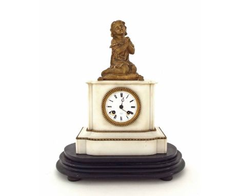 French white marble and gilt metal mounted two train mantel clock, the Vincenti movement with outside countwheel striking on 