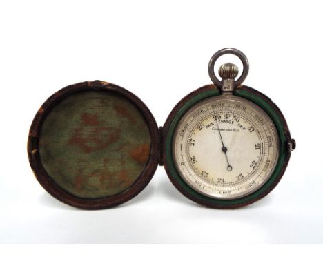 Late Victorian silver cased pocket barometer, London 1891, case sponsors mark 'TW' (possibly Thomas Wheeler), 49mm, within a 