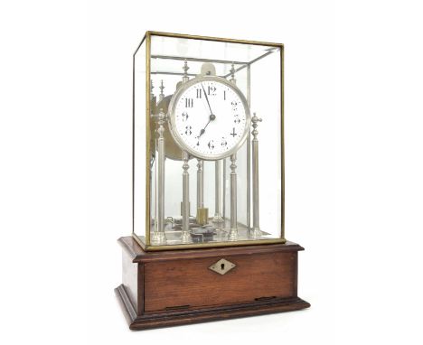 London Stereoscopic Eveready Scott electric four glass mantel clock with mirrored back, the 4.75" white dial supported upon f