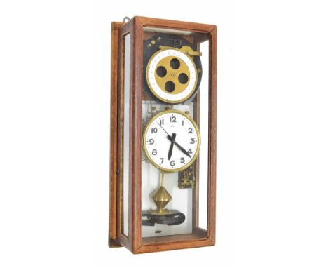ATO electric wall clock, the 5.75" silvered principal dial signed ATO, under a programmer signed Paul Garnier on the twenty-f