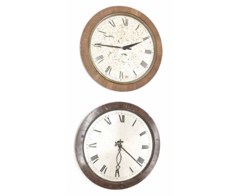 Gent's Pulsynetic 12" slave dial clock, within a flat wooden surround and a quartz replacement (2)