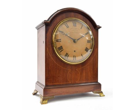 Eureka electric mahogany mantel clock, the 6" convex buff dial signed Eureka Clock Co Limited, London, Patent 14914, 1906, no