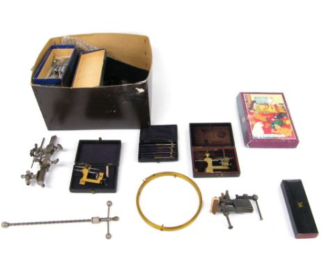 Small quantity of cased and other horological tools