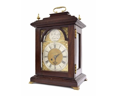 Mahogany single fusee bracket clock, the 7.75" brass arched dial signed Thos Horsley, London on a silvered disc to the arch, 