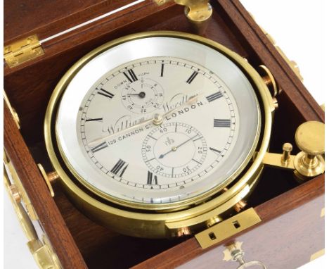 Two day marine chronometer, the 4" silvered dial signed William Wordley, 129, Cannon Street, London, with subsidiary state of