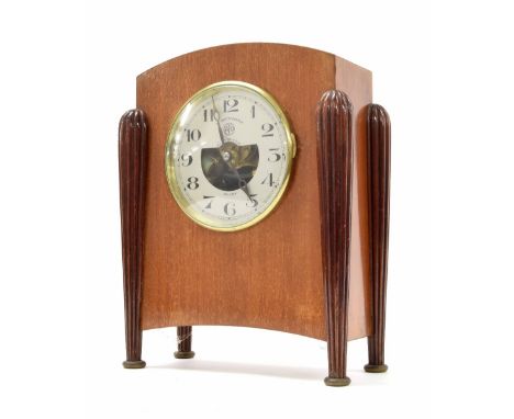 ATO Electrique mantel clock, the 4.5" silvered dial inscribed Au Roy D'yvetot, Rouen, within an unusual mahogany rounded arch