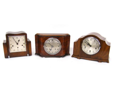Elkington burr wood two train mantel clock with platform escapement and striking on a gong, within a breakfront ebony banded 