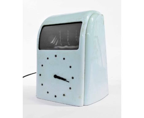 Vitascope electric mantel clock, within a light green case, 12.5" high