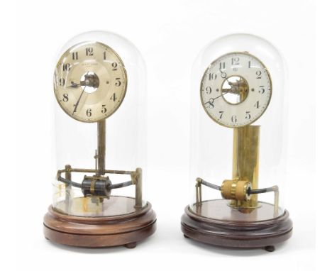 Bulle electric mantel clock, the 5.25" white dial enclosing a skeletonised centre and supported upon a cylindrical brass batt