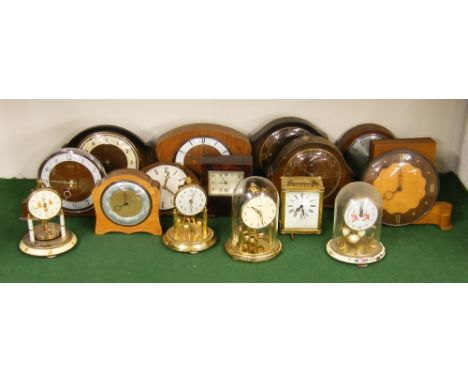 Smith's contemporary eight day brass carriage clock timepiece, 5.75" high; also four small contemporary torsion clocks (two w