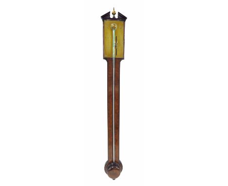 Good mahogany stick barometer, the brass scale signed G. Adams, Fleet Street London, over a flat trunk to the turned cistern 