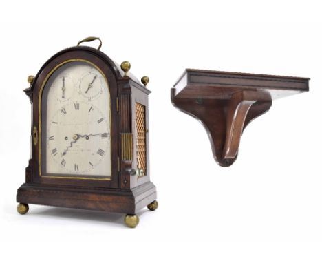 Good English mahogany double fusee bracket clock with bracket, the 7" silvered dial signed Dwerrihouse Carter &amp; Son, Berk