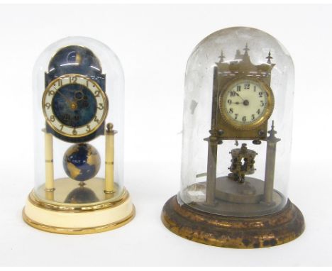 Kaiser World torsion clock, the 3.25" white chapter ring enclosing a recessed celestial centre and surmounted by a rolling mo