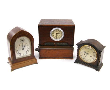 Elkington mahogany lancet ting-tang mantel clock, the W &amp; H movement with platform escapement and striking on two gongs, 