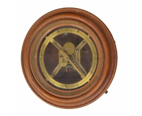 Unusual programmer slave dial, the 11.25" brass chapter ring enclosing a skeletonised centre with subsidiary seconds and stri
