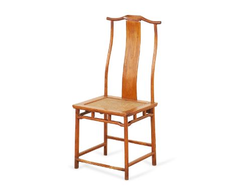 One late 18th century very fine huanghuali Chinese lamp hanger chair with basket seat. The chair is of the classic form, the 