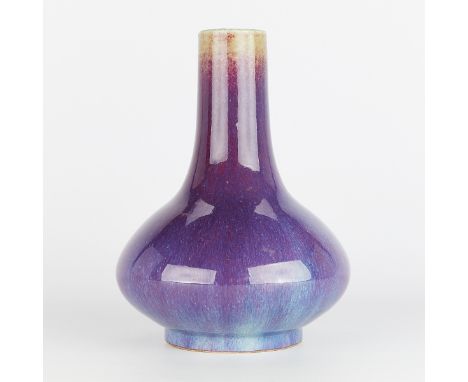 Chinese Guangxu porcelain flambe vase, late 19th to early 20th century. With a strong purple glaze and attractive bulbous for