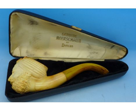 A Meerschaum pipe, cased