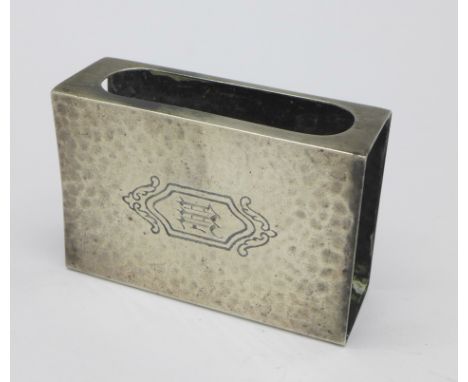 A sterling silver matchbox holder, bears monogram