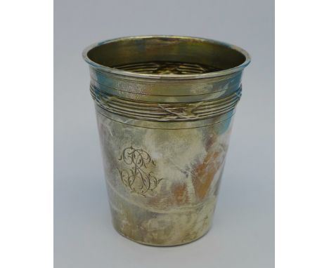 A 0.800 silver cup, 44g, with monogram