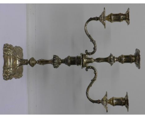 A silver candelabra by Hawksworth, Eyre & Co. Ltd., hallmarked Sheffield 1908, a three stem centrepiece, total weight 1876g, 