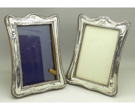 Two silver photograph frames, a/f, height 17.5cm