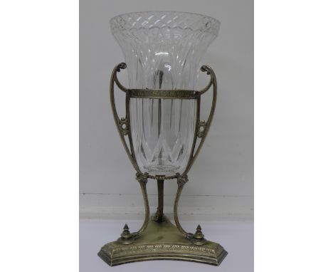 A silver plated and glass secessionist style vase, marked PGS, 26570, 31cm