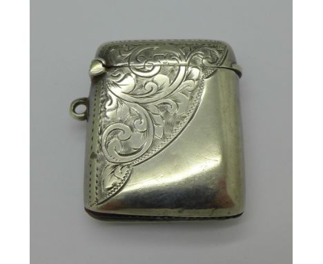 A silver vesta case, Birmingham 1905