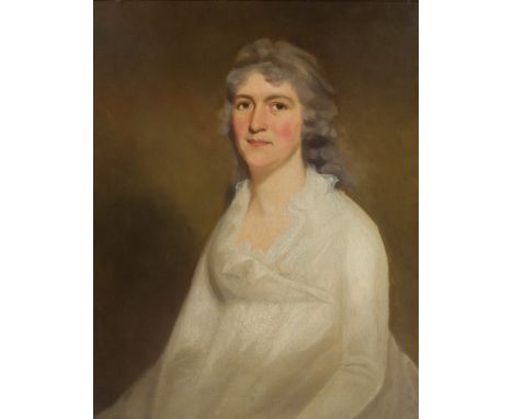 SIR HENRY RAEBURN, AFTER HALF LENGTH PORTRAIT OF MRS J YOUNG OF STIRLING Oil on canvas(74cm x 61cm (29in x 24in))