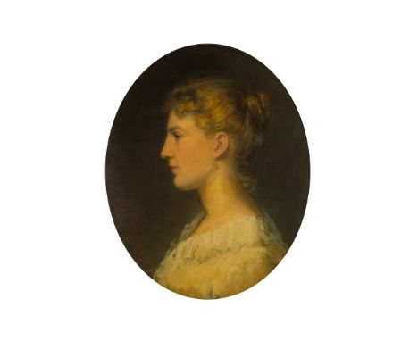 19TH CENTURY ENGLISH SCHOOL HEAD AND SHOULDER PORTRAIT OF A YOUNG WOMAN Oval, oil on canvas(56cm x 46cm (22in x 18in))