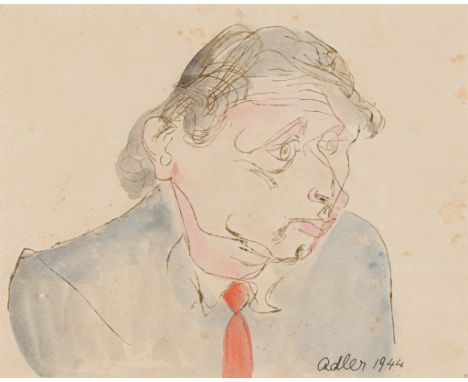 JANKEL ADLER (POLISH 1895-1949) PORTRAIT OF A MAN, OPUS 29, 1944 Signed and dated 1944, ink and watercolour(19.5cm x 24cm (7.