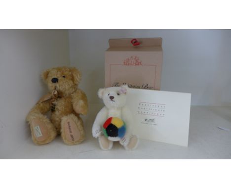 A Steiff "Exhibition Bear" white - 21cm, with box and certificate and a Dean's Camp Hopson BearCondition report: Both in good