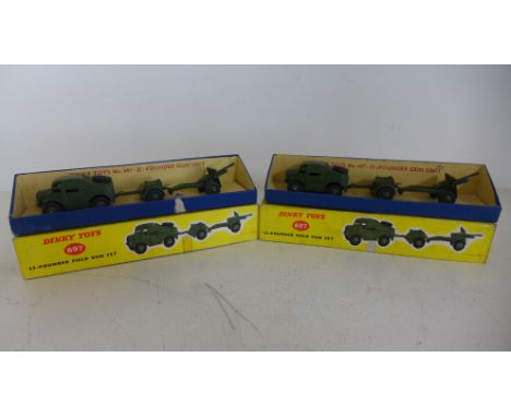 Dinky Toys, 697 25-pounder field gun gift set comprising of field artillery tractor, trailer and 25-pounder field gun, all in