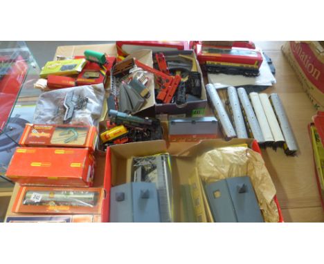 A collection of assorted Hornby OO gauge railway including Locos, Rolling Stock, buildings etc - some Lima