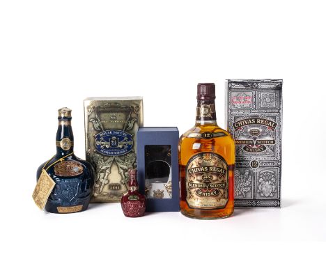 CHIVAS BROTHERS BLENDED SCOTCH WHISKY - MIXED
Comprising:
Royal Salute 21 Year Old, in blue Wade ceramic bottle, with drawstr