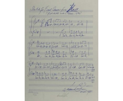 Bernstein, LeonhardLawrence/Massachusetts 1918 - 1990 New York City, war ein amerikanischer Komponist und Dirigent. "Sketch f