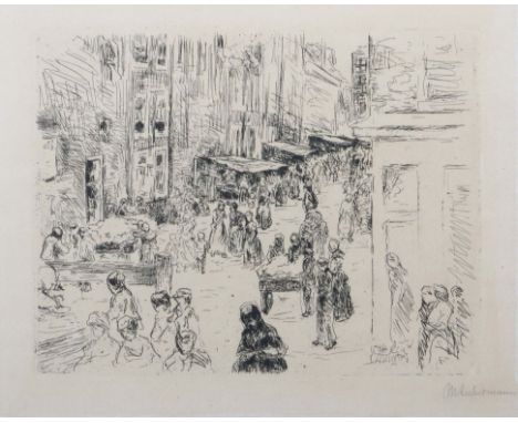 Ackermann, MaxBerlin 1887 - 1975 Unterlengenhardt, stud. bei van de Velde, R. Müller, Stuck und Hölzel, Prof.. "Marktszene", 